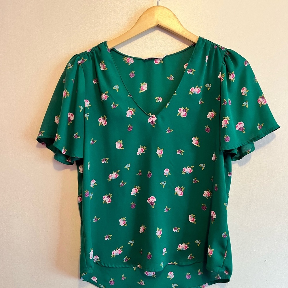 Floral Green Women's Top Lush brand size small S